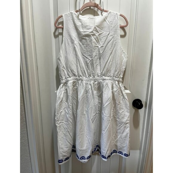 ModCloth White Dress with Blue Embroidery - 1X - Picture 2 of 12